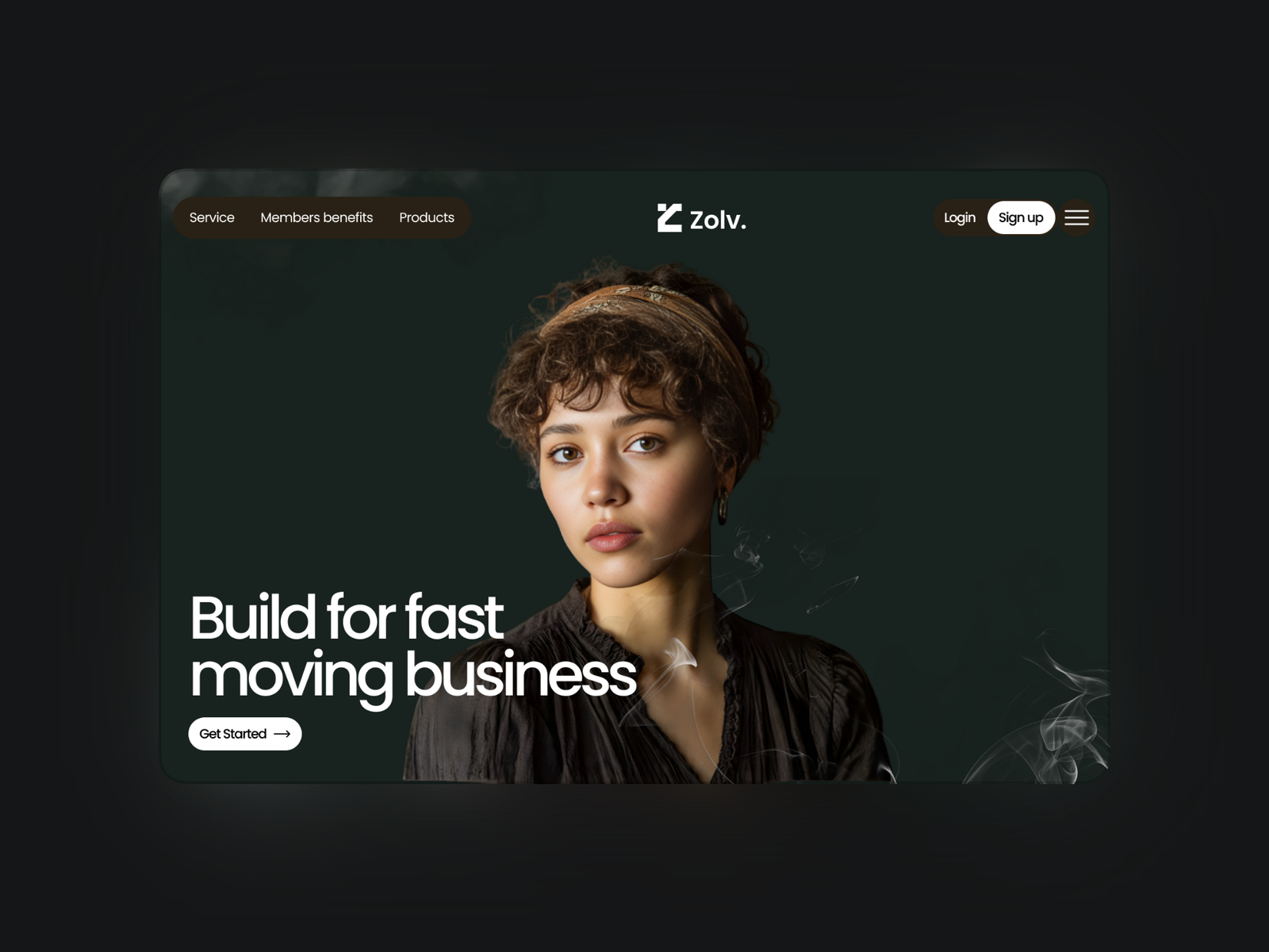 Zolv landing page design